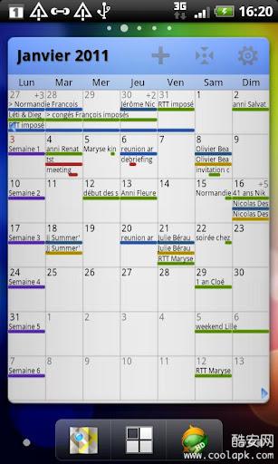 整月桌面日历:Pure Grid calendar widget
