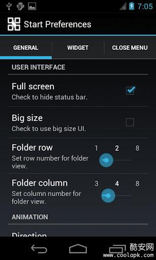 开始菜单:Start menu for Android