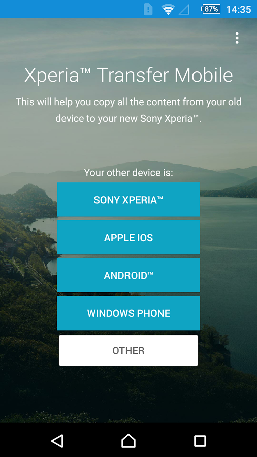 切换到Xperia:Xperia™ Transfer Mobile